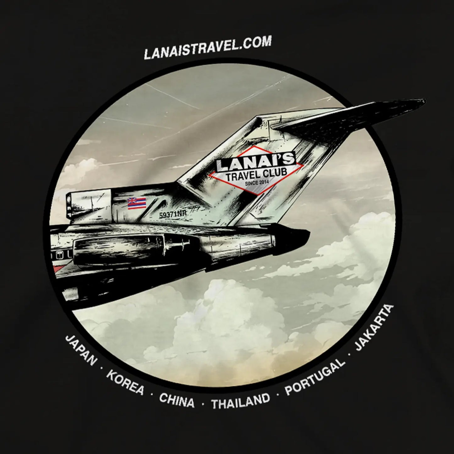 LANAI’S TRAVEL CLUB AIRLINES T-SHIRT